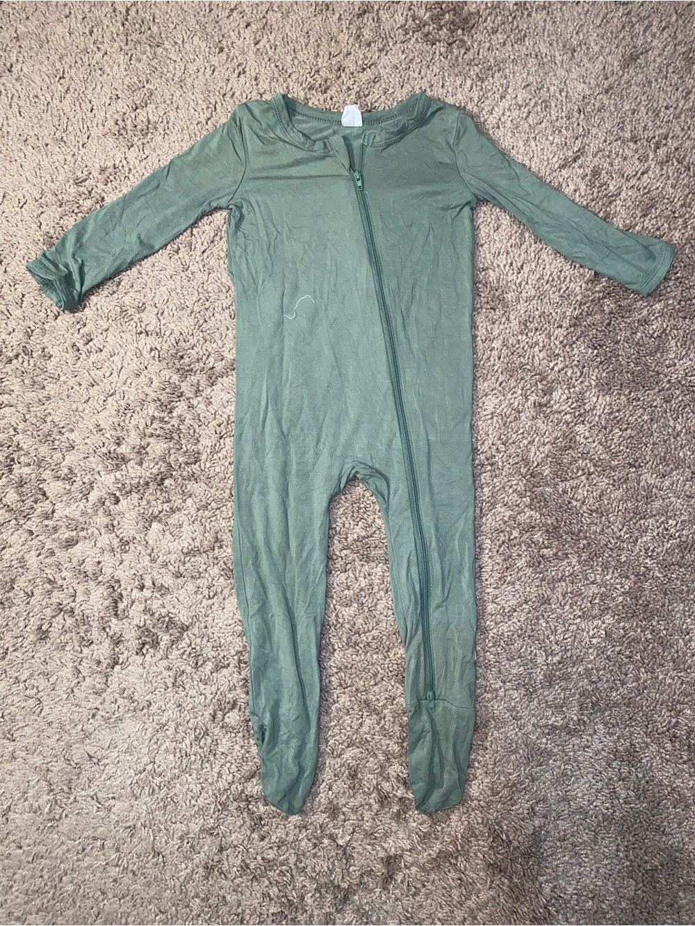 HAPIU Bamboo Baby Footed Sleeper Pajamas Green Zip Up One Piece 12 18 M